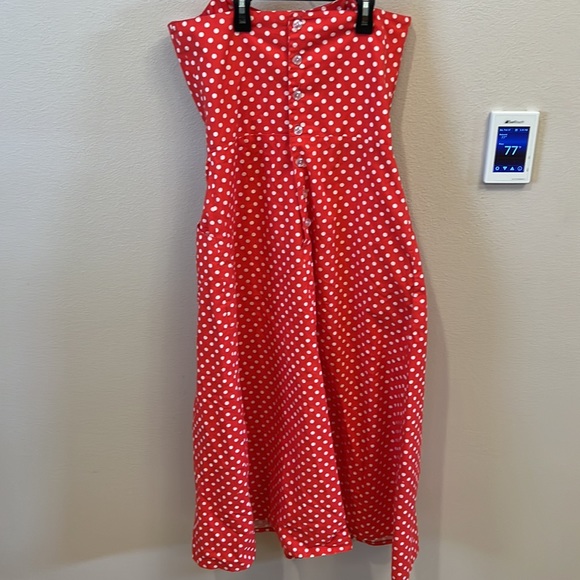 Vintage strapless polka dot dress with pockets! - Picture 4 of 7